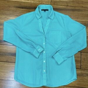EUC Banana Republic Aqua Blue Blouse Women’s XS Petite Outback Red Collection